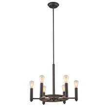 Load image into Gallery viewer, RADIANCE goods Industrial 6 Light Rubbed Bronze Ceiling Pendant 20&quot; Wide
