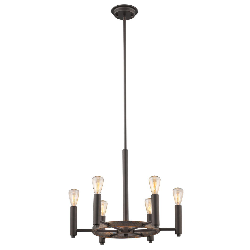 RADIANCE goods Industrial 6 Light Rubbed Bronze Ceiling Pendant 20