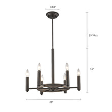 Load image into Gallery viewer, RADIANCE goods Industrial 6 Light Rubbed Bronze Ceiling Pendant 20&quot; Wide
