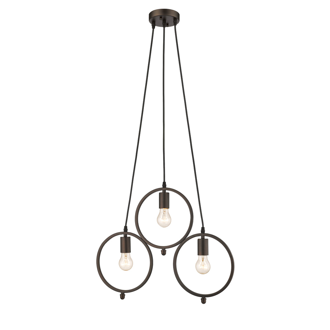 RADIANCE goods Industrial 3 Light Rubbed Bronze Ceiling Pendant 21.5