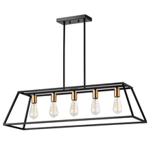Load image into Gallery viewer, RADIANCE goods Industrial 5 Light Textured Black Island Pendant 38&quot; Wide
