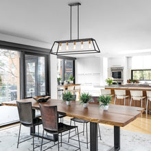 Load image into Gallery viewer, RADIANCE goods Industrial 5 Light Textured Black Island Pendant 38&quot; Wide
