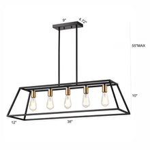 Load image into Gallery viewer, RADIANCE goods Industrial 5 Light Textured Black Island Pendant 38&quot; Wide
