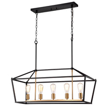 Load image into Gallery viewer, RADIANCE goods Industrial 5 Light Textured Black Island Pendant 36&quot; Wide
