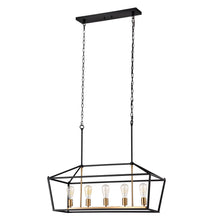 Load image into Gallery viewer, RADIANCE goods Industrial 5 Light Textured Black Island Pendant 36&quot; Wide
