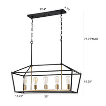 Load image into Gallery viewer, RADIANCE goods Industrial 5 Light Textured Black Island Pendant 36&quot; Wide
