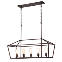 Load image into Gallery viewer, RADIANCE goods Industrial 5 Light Oil Rubbed Bronze Island Pendant 36&quot; Wide
