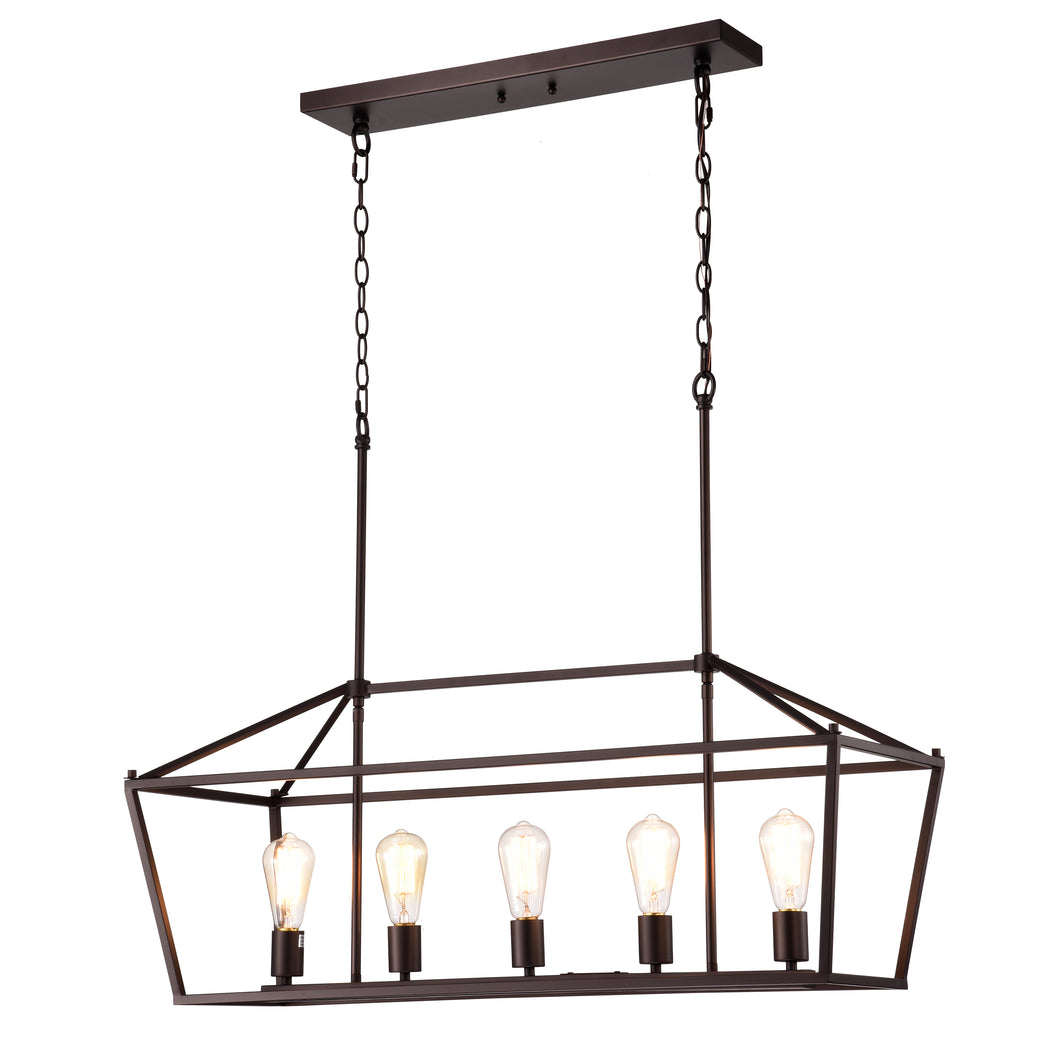 RADIANCE goods Industrial 5 Light Oil Rubbed Bronze Island Pendant 36