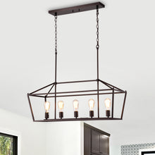 Load image into Gallery viewer, RADIANCE goods Industrial 5 Light Oil Rubbed Bronze Island Pendant 36&quot; Wide
