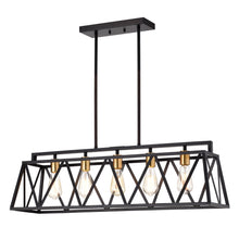 Load image into Gallery viewer, RADIANCE goods Industrial 5 Light Textured Black Island Pendant 35&quot; Wide
