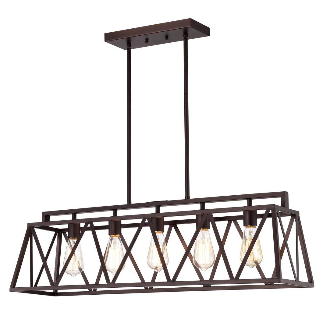 RADIANCE goods Industrial 5 Light Oil Rubbed Bronze Island Pendant 35