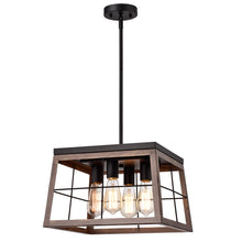 Load image into Gallery viewer, RADIANCE goods Industrial 4 Light Ancient Wood Ceiling Pendant 16&quot; Wide
