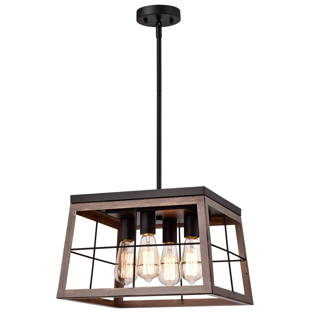 RADIANCE goods Industrial 4 Light Ancient Wood Ceiling Pendant 16