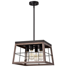 Load image into Gallery viewer, RADIANCE goods Industrial 4 Light Ancient Wood Ceiling Pendant 16&quot; Wide
