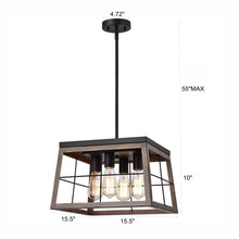 Load image into Gallery viewer, RADIANCE goods Industrial 4 Light Ancient Wood Ceiling Pendant 16&quot; Wide

