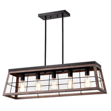 Load image into Gallery viewer, RADIANCE goods Industrial 5 Light Ancient Wood Island Pendant 35&quot; Wide
