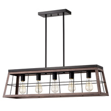 Load image into Gallery viewer, RADIANCE goods Industrial 5 Light Ancient Wood Island Pendant 35&quot; Wide
