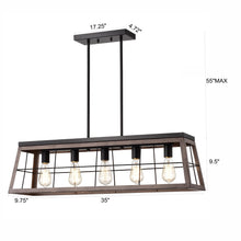 Load image into Gallery viewer, RADIANCE goods Industrial 5 Light Ancient Wood Island Pendant 35&quot; Wide
