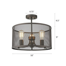 Load image into Gallery viewer, RADIANCE goods 3 Light Rubbed Bronze Semi-Flush Ceiling Mount 16&quot; Wide
