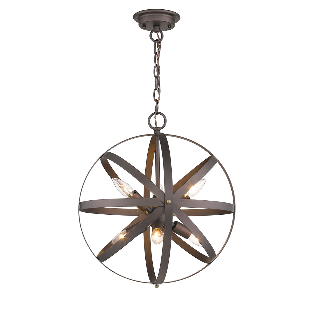 RADIANCE goods Industrial 6 Light Rubbed Bronze Ceiling Pendant 17