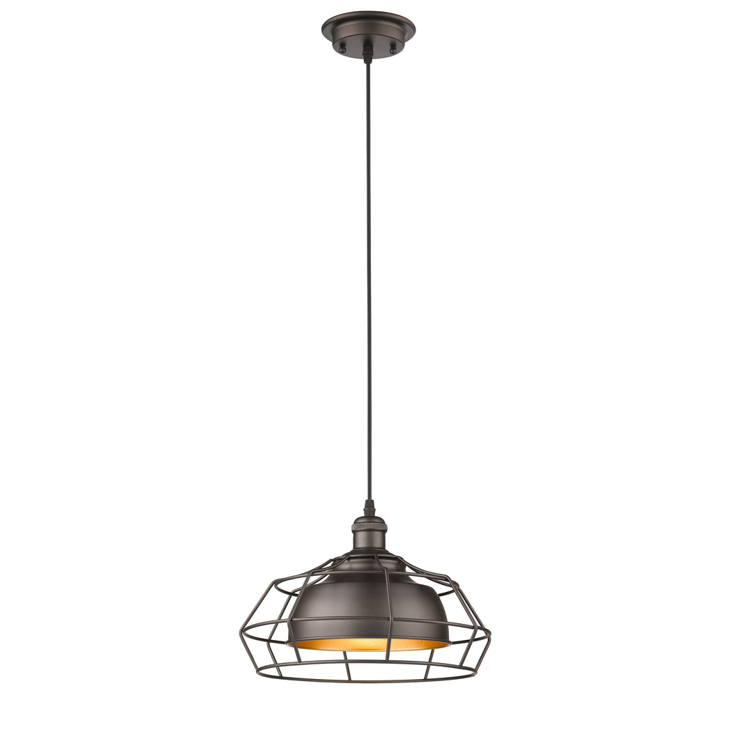 RADIANCE goods Industrial 1 Light Rubbed Bronze Ceiling Pendant 12