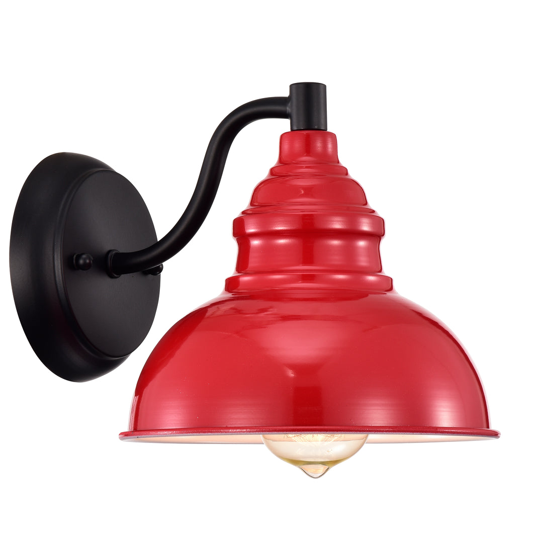 RADIANCE goods 1 Light Matte Black and Red Indoor Wall Sconce 8