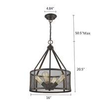 Load image into Gallery viewer, RADIANCE goods Industrial-Style 4 Light Rubbed Bronze Ceiling Pendant 16&quot; Wide
