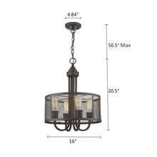 Load image into Gallery viewer, RADIANCE goods Industrial-Style 4 Light Rubbed Bronze Ceiling Pendant 16&quot; Wide

