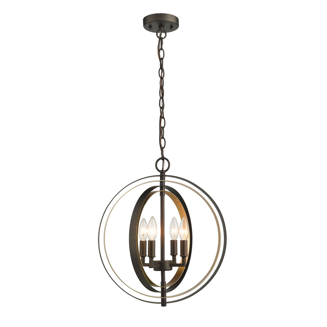 RADIANCE goods Industrial 4 Light Rubbed Bronze/Gold Ceiling Pendant 16