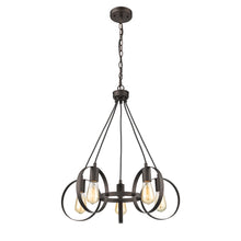 Load image into Gallery viewer, RADIANCE goods Industrial 5 Light Rubbed Bronze Ceiling Pendant 23&quot; Wide
