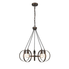 Load image into Gallery viewer, RADIANCE goods Industrial 5 Light Rubbed Bronze Ceiling Pendant 23&quot; Wide
