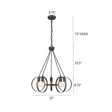 Load image into Gallery viewer, RADIANCE goods Industrial 5 Light Rubbed Bronze Ceiling Pendant 23&quot; Wide
