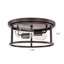 Load image into Gallery viewer, RADIANCE goods 2 Light Rubbed Bronze Finish Flush Mount Ceiling Fixture 12&quot; Wide
