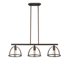 Load image into Gallery viewer, RADIANCE goods Industrial 3 Light Rubbed Bronze Island Pendant 35&quot; Wide
