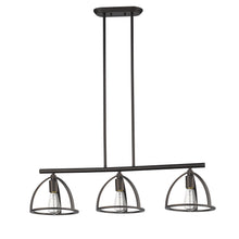 Load image into Gallery viewer, RADIANCE goods Industrial 3 Light Rubbed Bronze Island Pendant 35&quot; Wide

