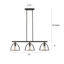 Load image into Gallery viewer, RADIANCE goods Industrial 3 Light Rubbed Bronze Island Pendant 35&quot; Wide
