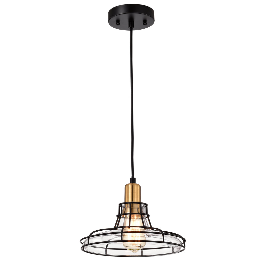 RADIANCE goods Transitional 1 Light Black/Brass Ceiling Pendant 10
