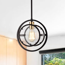 Load image into Gallery viewer, RADIANCE goods Transitional 1 Light Black/Brass Ceiling Pendant 10&quot; Wide
