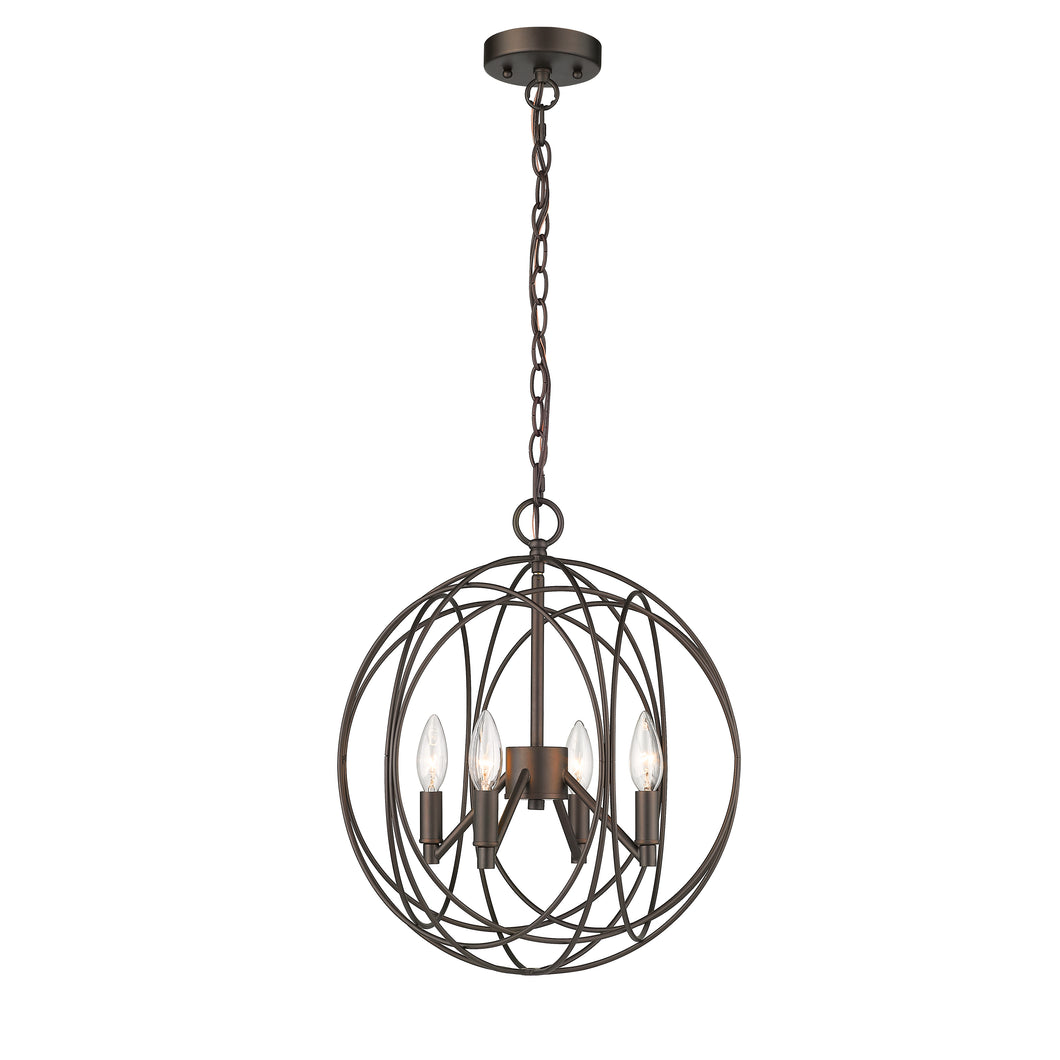 RADIANCE goods Farmhouse 4 Light Rubbed Bronze Ceiling Pendant 15.5