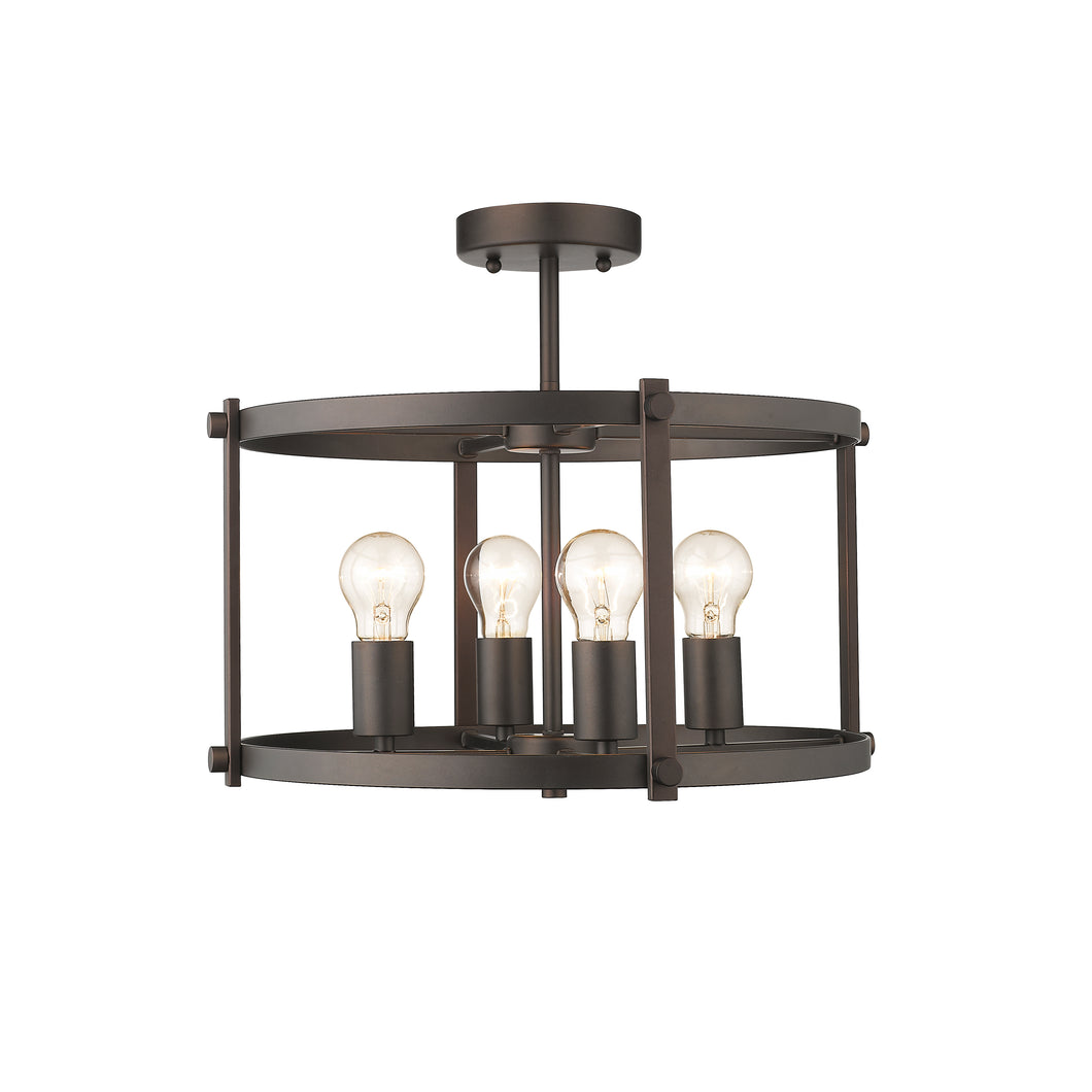 RADIANCE goods 4 Light Rubbed Bronze Semi-Flush Ceiling Mount 17.5