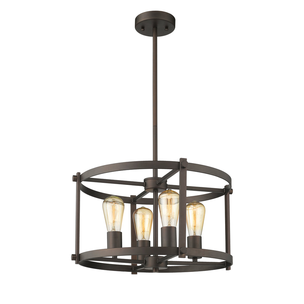 RADIANCE goods Farmhouse 4 Light Rubbed Bronze Ceiling Pendant 17.5