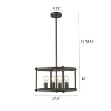Load image into Gallery viewer, RADIANCE goods Farmhouse 4 Light Rubbed Bronze Ceiling Pendant 17.5&quot; Wide

