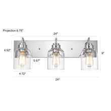 Load image into Gallery viewer, RADIANCE goods 3 Light Chrome Finish Bath Vanity Fixture 24&quot; Wide
