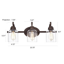 Load image into Gallery viewer, RADIANCE goods 3 Light Rubbed Bronze Finish Bath Vanity Fixture 24&quot; Wide
