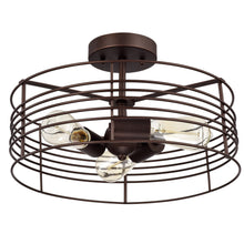 Load image into Gallery viewer, RADIANCE goods 3 Light Rubbed Bronze Semi-Flush Ceiling Mount 15&quot; Wide
