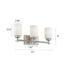 Load image into Gallery viewer, RADIANCE goods 3 Light Brushed Nickel Finish Bath Vanity Fixture 21&quot; Wide
