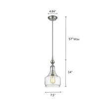 Load image into Gallery viewer, RADIANCE goods Transitional 1 Light Brushed Nickel Ceiling Pendant 8&quot; Wide
