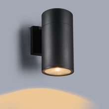 Load image into Gallery viewer, RADIANCE goods Embedded LED Textured Black Outdoor/Indoor Wall Sconce 6&quot; Tall
