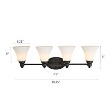 Load image into Gallery viewer, RADIANCE goods 4 Light Rubbed Bronze Finish Bath Vanity Fixture 30&quot; Wide
