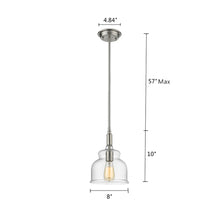 Load image into Gallery viewer, RADIANCE goods Transitional 1 Light Brushed Nickel Ceiling Pendant 8&quot; Wide
